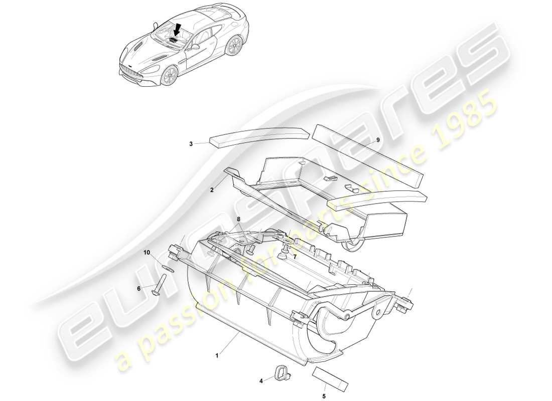 aston martin vanquish (2014) assemblea del navigatore satellitare diagramma delle parti