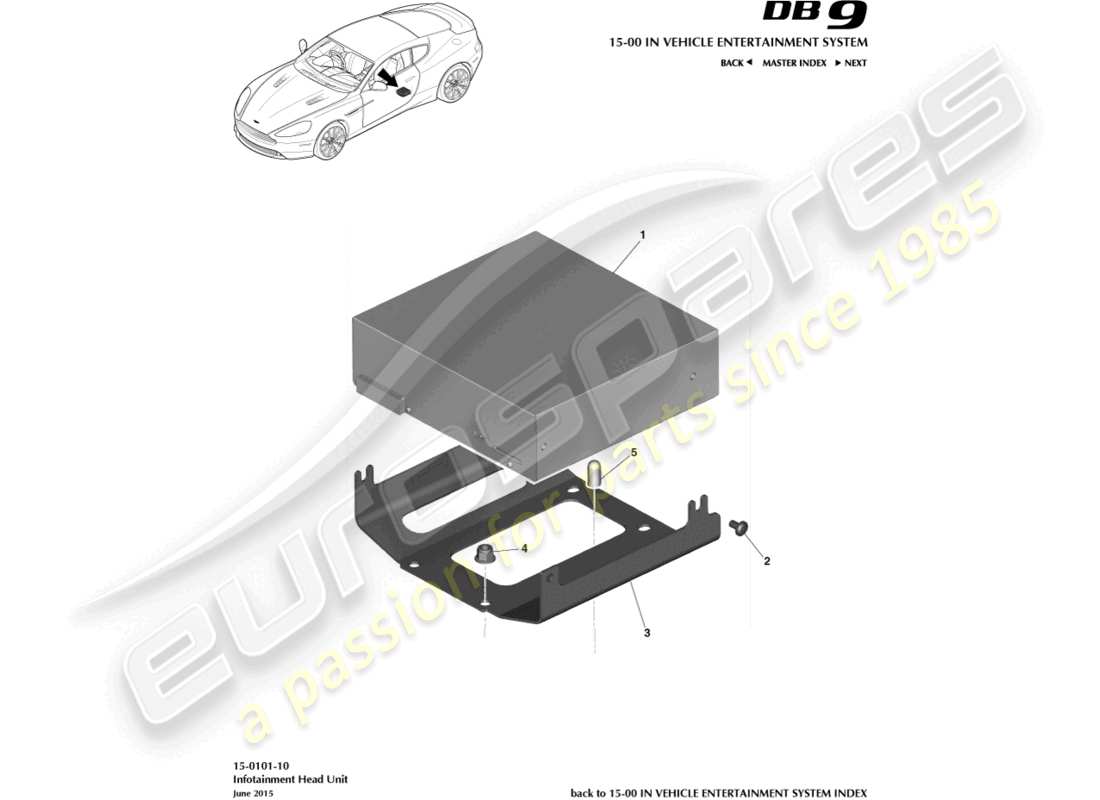 aston martin db9 (2016) unità di controllo ice, 16my nel diagramma delle parti
