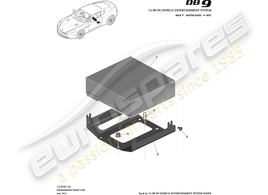 aston martin db9 (2014) unità di controllo ice, 16my nel diagramma delle parti