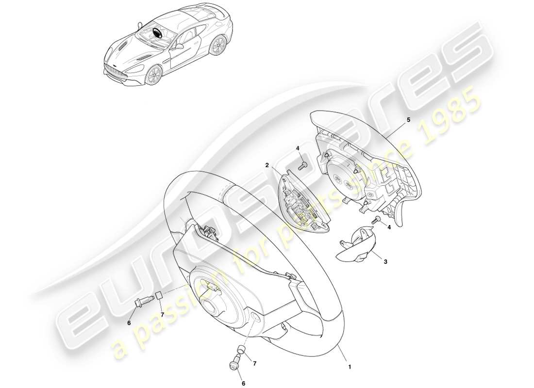 aston martin vanquish (2014) volante diagramma delle parti