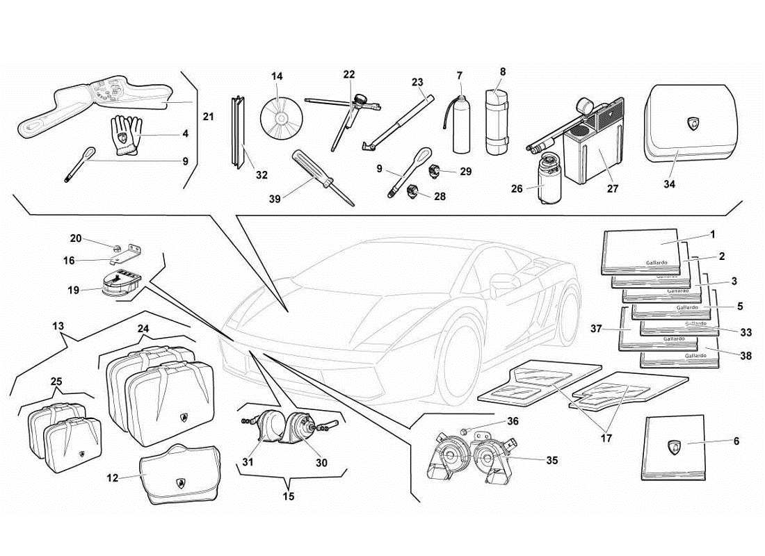 LAMBORGHINI GALLARDO LP570-4S PERFORM ACCESSORI SCHEMA DELLE PARTI lamborghini gallardo lp570-4s perform accessori schema delle parti