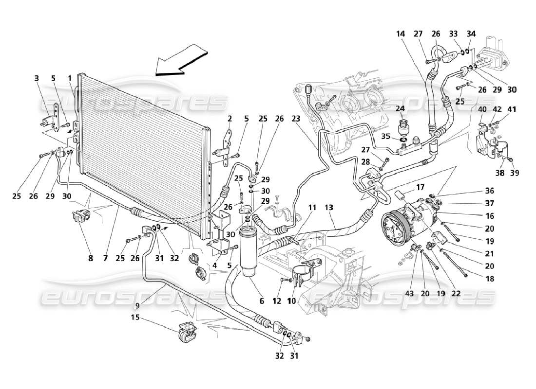 maserati qtp. (2006) 4.2 gruppo ac: parti del vano motore (pagina 1-2) diagramma delle parti