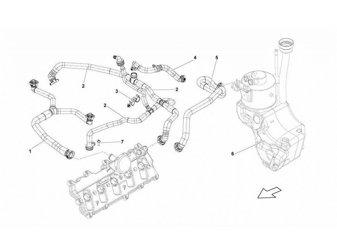 LAMBORGHINI GALLARDO LP570-4S PERFORM DIAGRAMMA DELLE PARTI DEL TUBO DI SFIATO DELL'OLIO lamborghini gallardo lp570-4s perform diagramma delle parti del tubo di sfiato dell'olio
