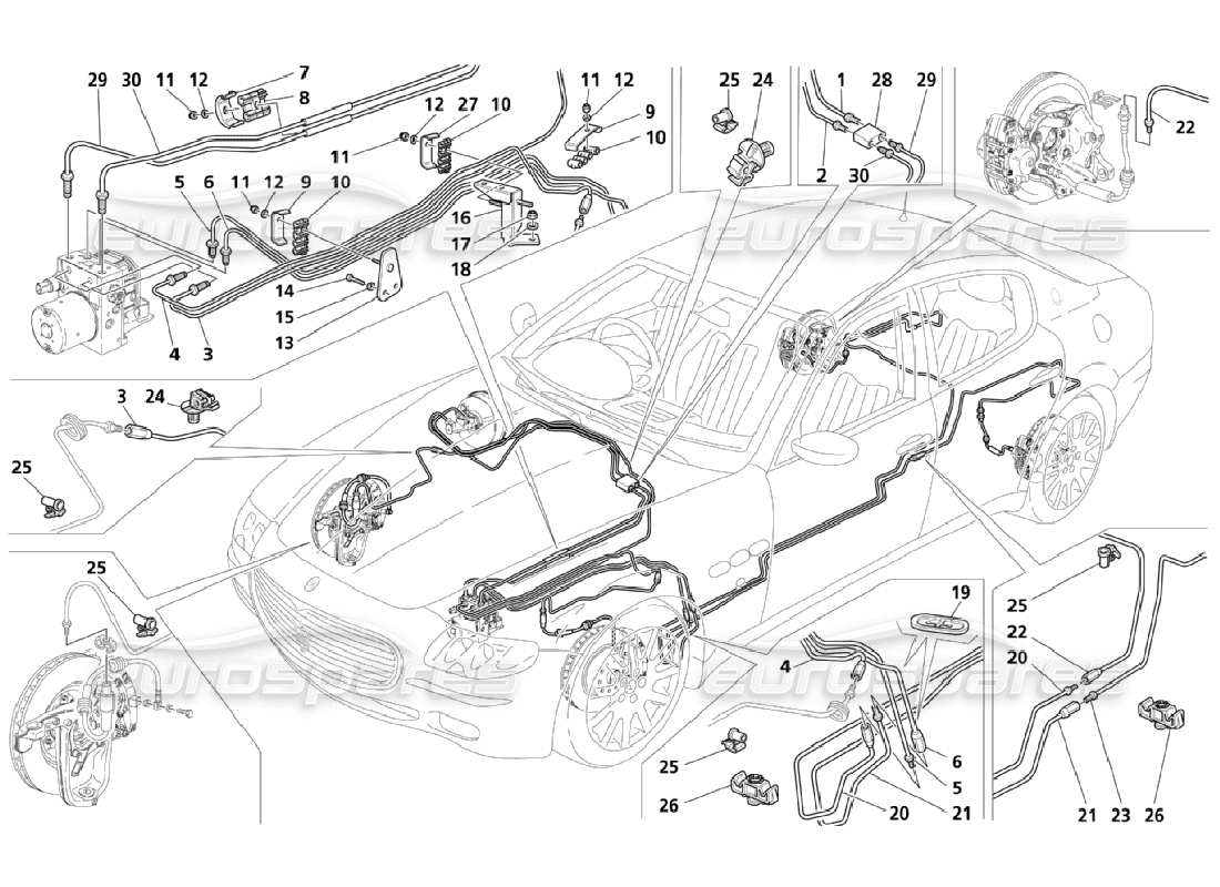 maserati qtp. (2006) 4.2 diagramma delle parti delle tubazioni (pagina 3-4).