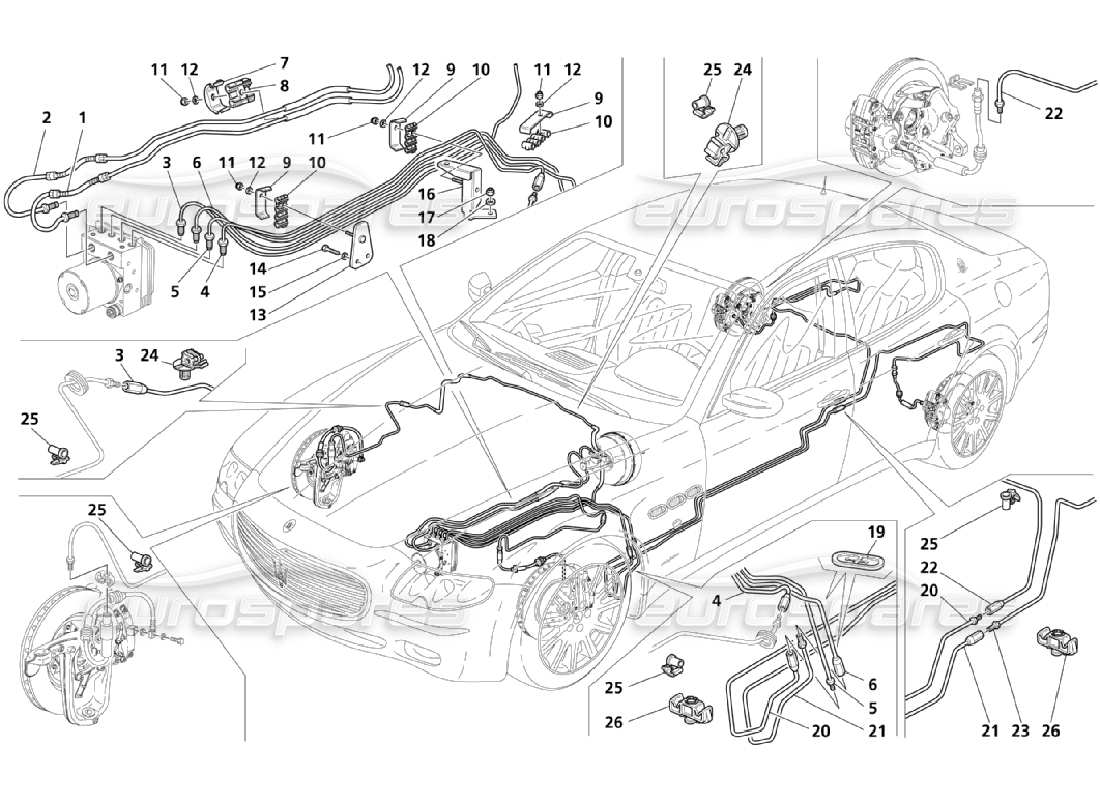 maserati qtp. (2006) 4.2 diagramma delle parti delle tubazioni (pagina 2-4).