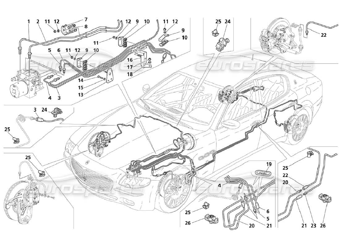 maserati qtp. (2006) 4.2 diagramma delle parti delle tubazioni (pagina 1-4).