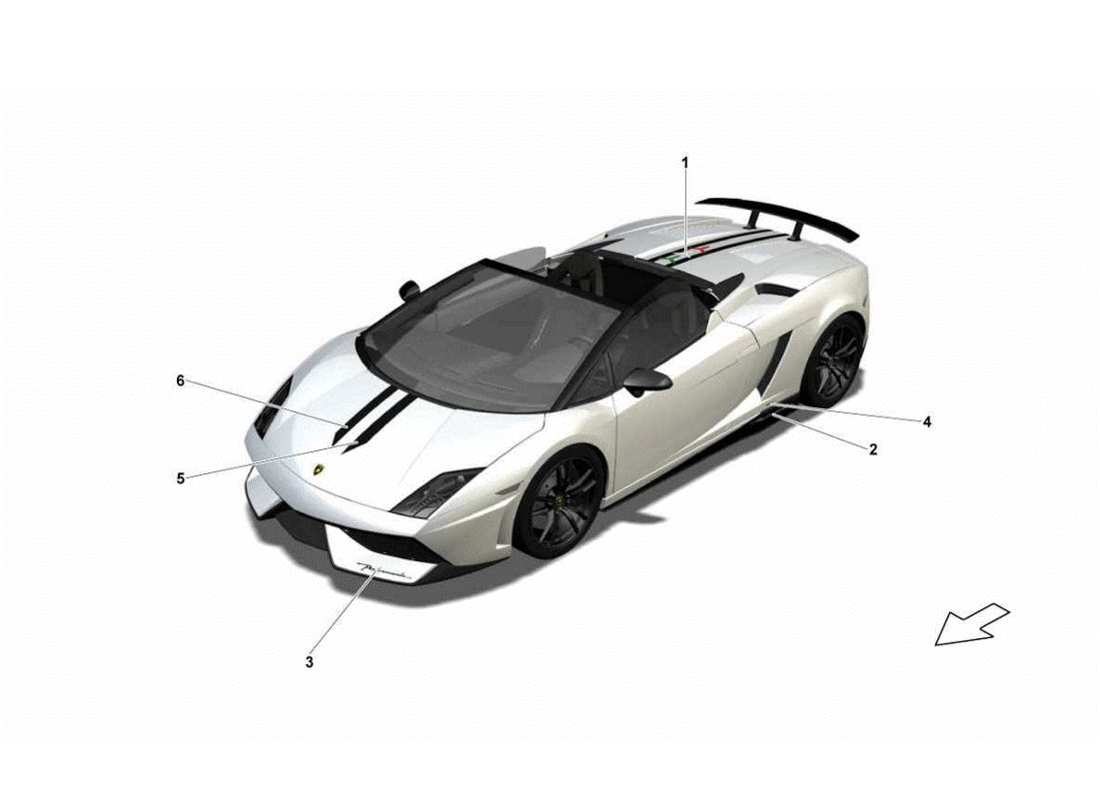 LAMBORGHINI GALLARDO LP570-4S PERFORM DIAGRAMMA DELLE PARTI DEGLI ADESIVI DECORATIVI lamborghini gallardo lp570-4s perform diagramma delle parti degli adesivi decorativi