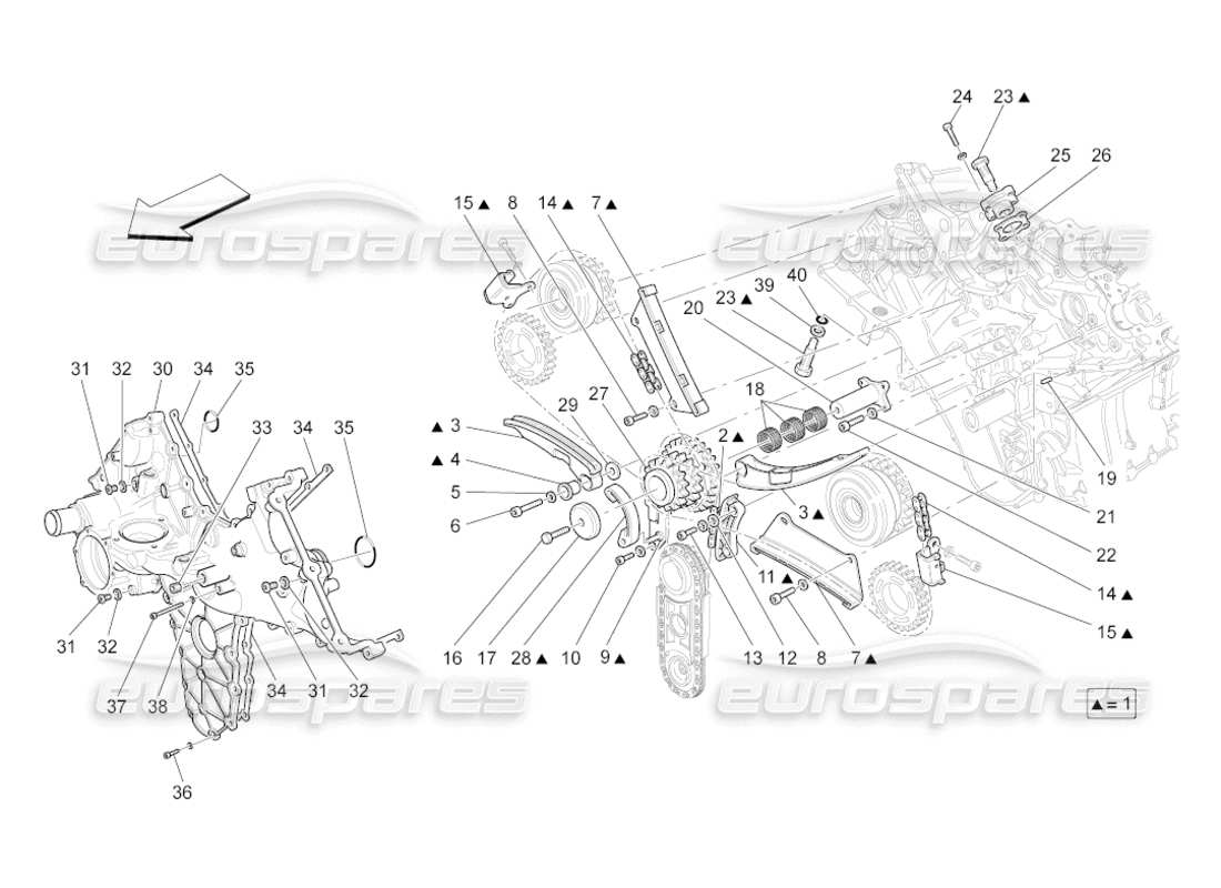 maserati grancabrio (2011) 4.7 diagramma delle parti di temporizzazione