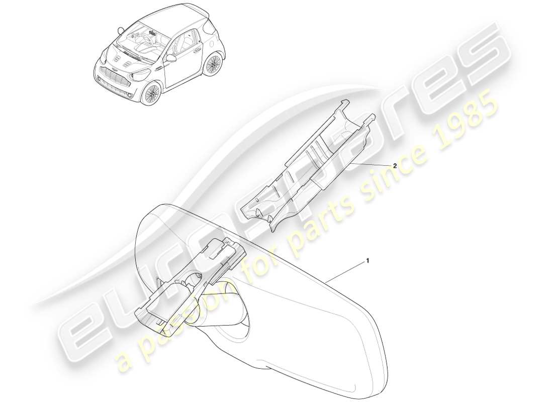 aston martin cygnet (2012) schema delle parti dello specchietto retrovisore interno