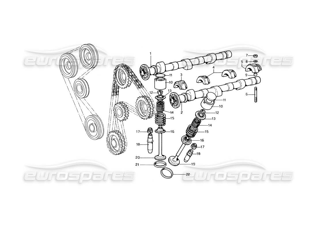 ferrari 246 dino (1975) diagramma delle parti di temporizzazione