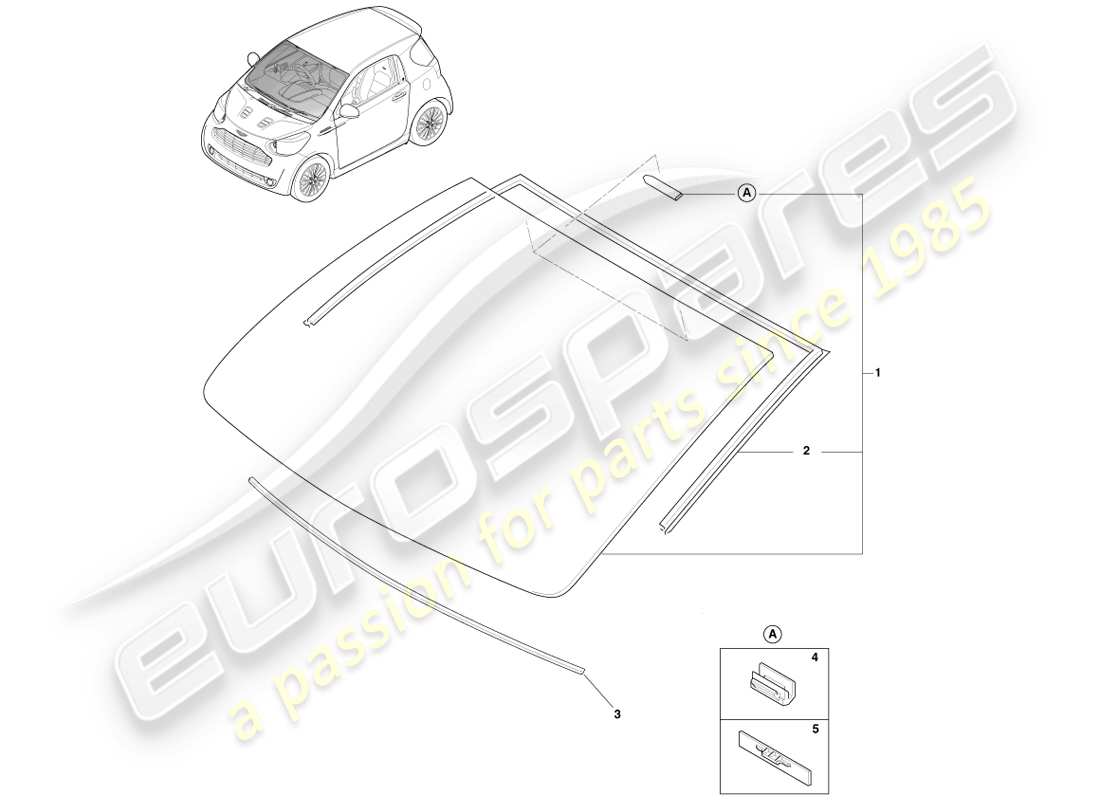 aston martin cygnet (2012) parabrezza diagramma delle parti