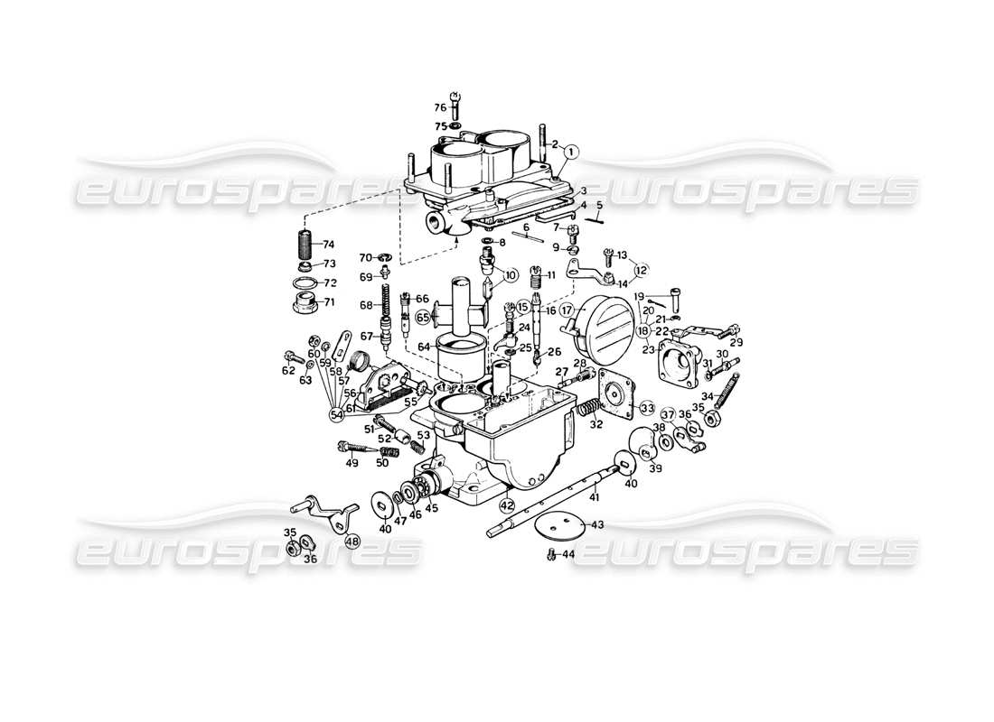 ferrari 246 dino (1975) diagramma delle parti del carburatore weber (40 dcnf-13).