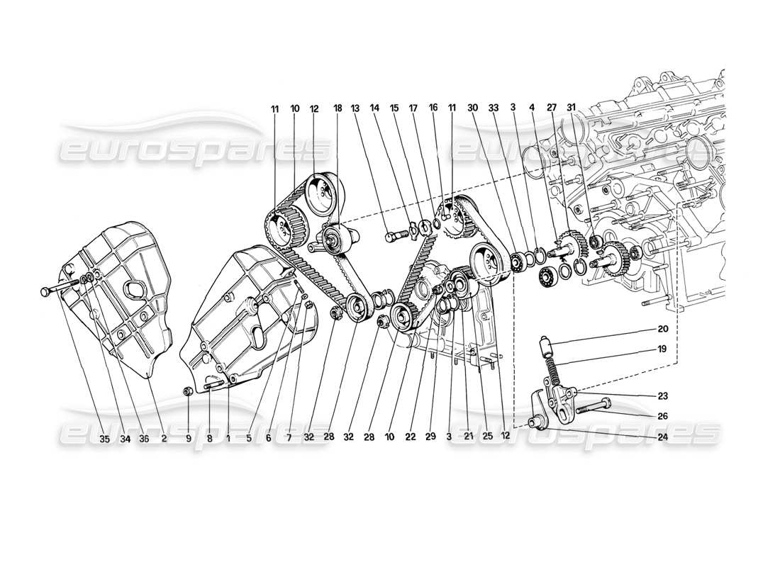 ferrari 308 (1981) gtbi/gtsi sistema di cronometraggio - diagramma delle parti dei controlli