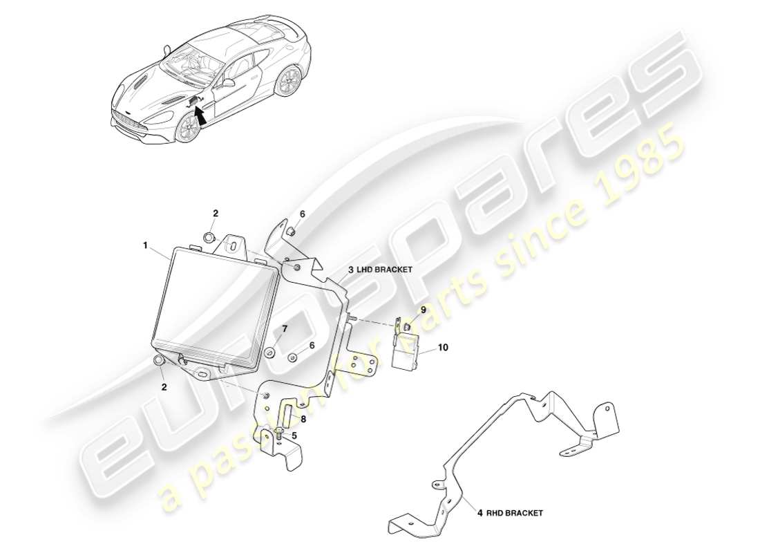 aston martin vanquish (2014) scatola dei fusibili del vano motore diagramma delle parti