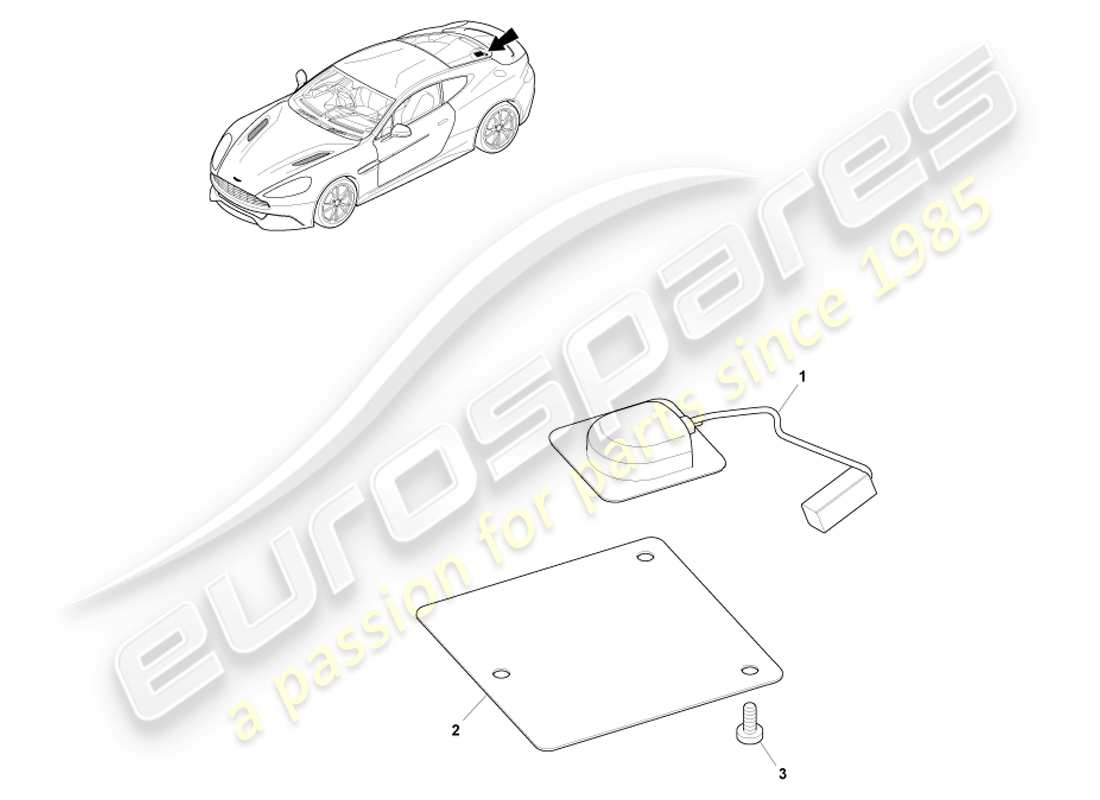aston martin vanquish (2014) antenna gps, coupé diagramma delle parti