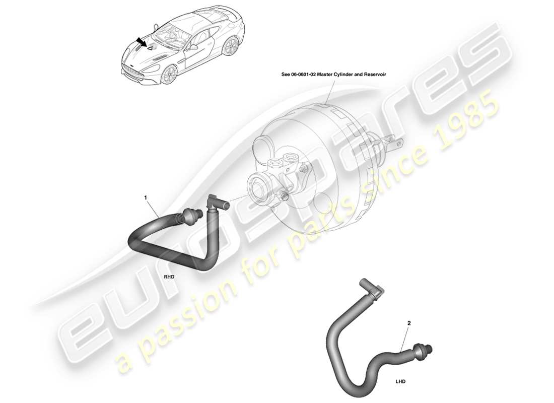 aston martin vanquish (2013) tubo del serbatoio del vuoto diagramma delle parti
