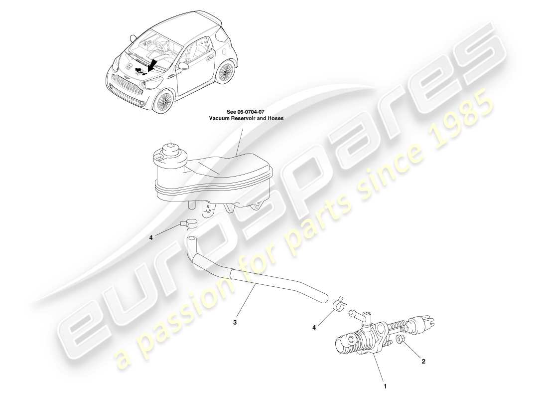 aston martin cygnet (2012) cilindro maestro frizione diagramma delle parti