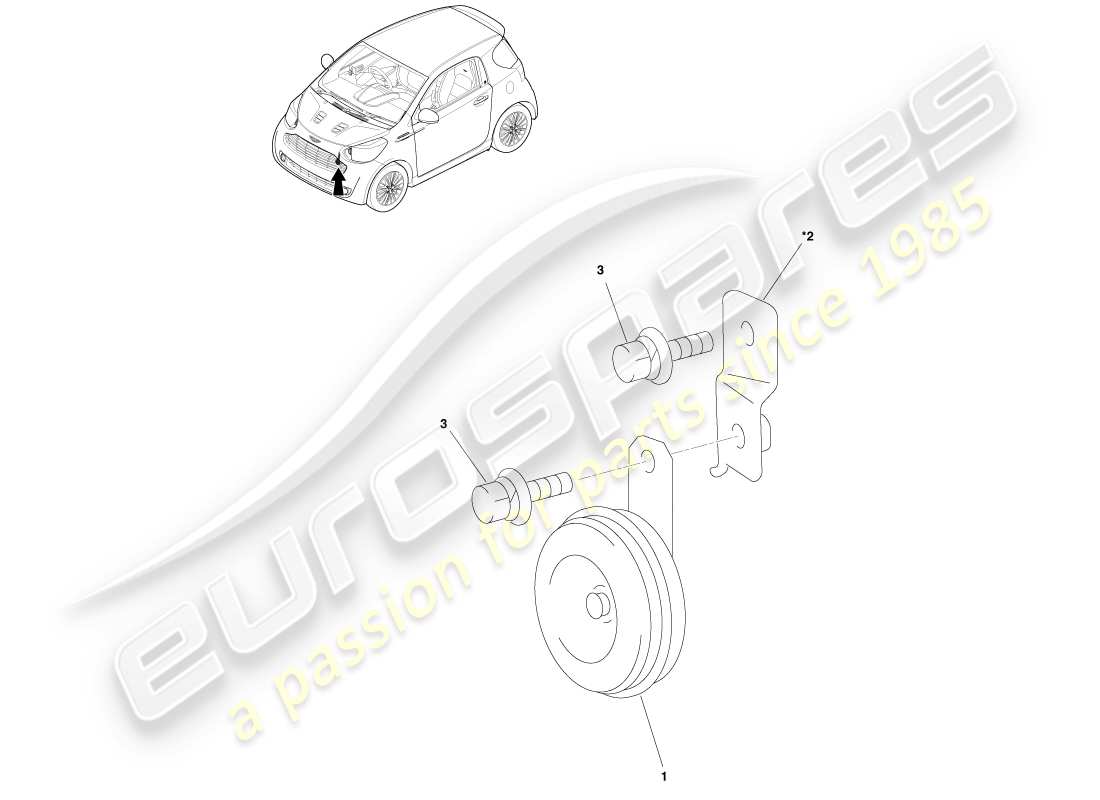 aston martin cygnet (2012) corno del traffico diagramma delle parti
