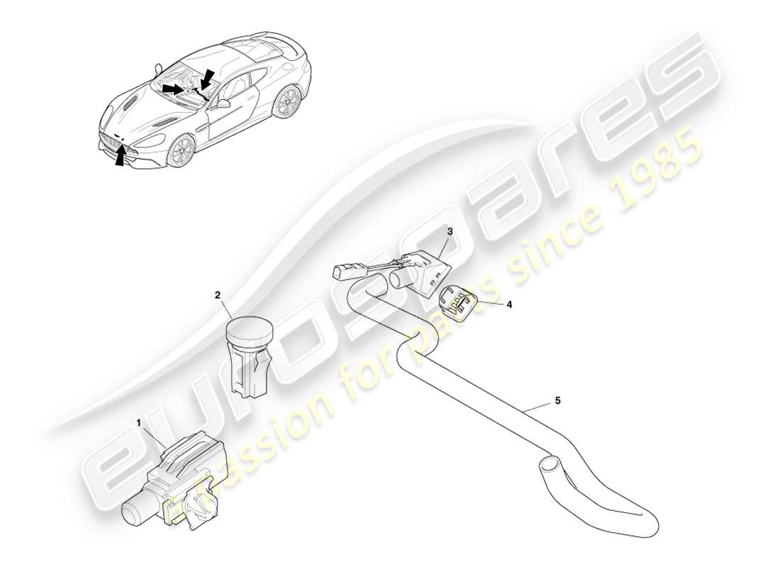 aston martin vanquish (2013) sensori diagramma delle parti