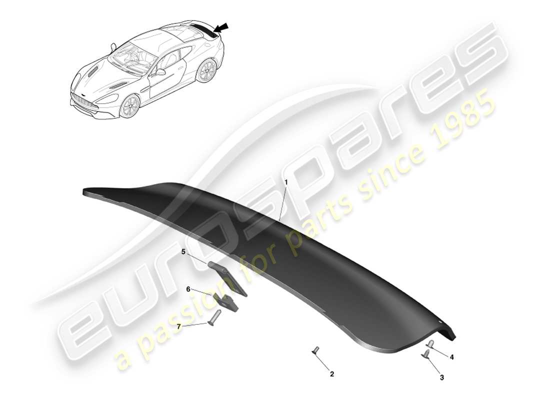 aston martin vanquish (2014) pannello di rivestimento del portellone posteriore, coupé diagramma delle parti
