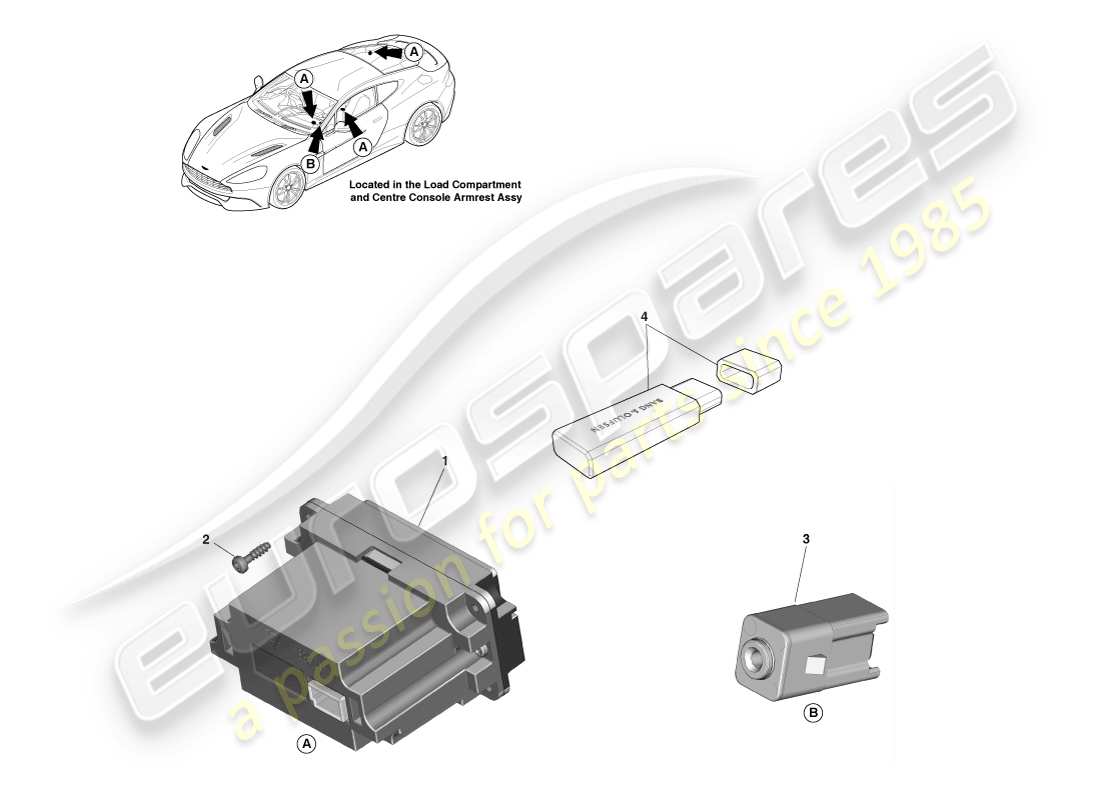 aston martin vanquish (2014) media player diagramma delle parti