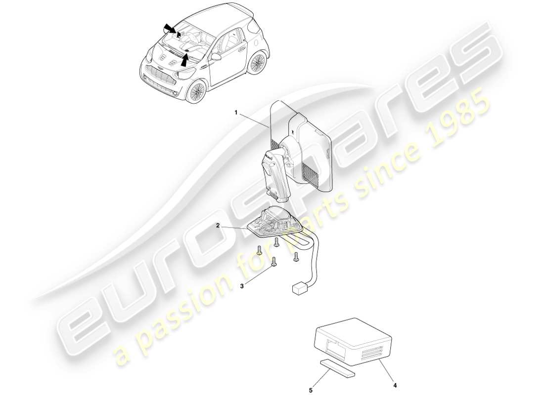 aston martin cygnet (2012) visualizzazione della navigazione diagramma delle parti