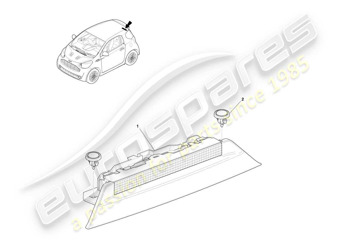 aston martin cygnet (2012) luce stop centrale diagramma delle parti