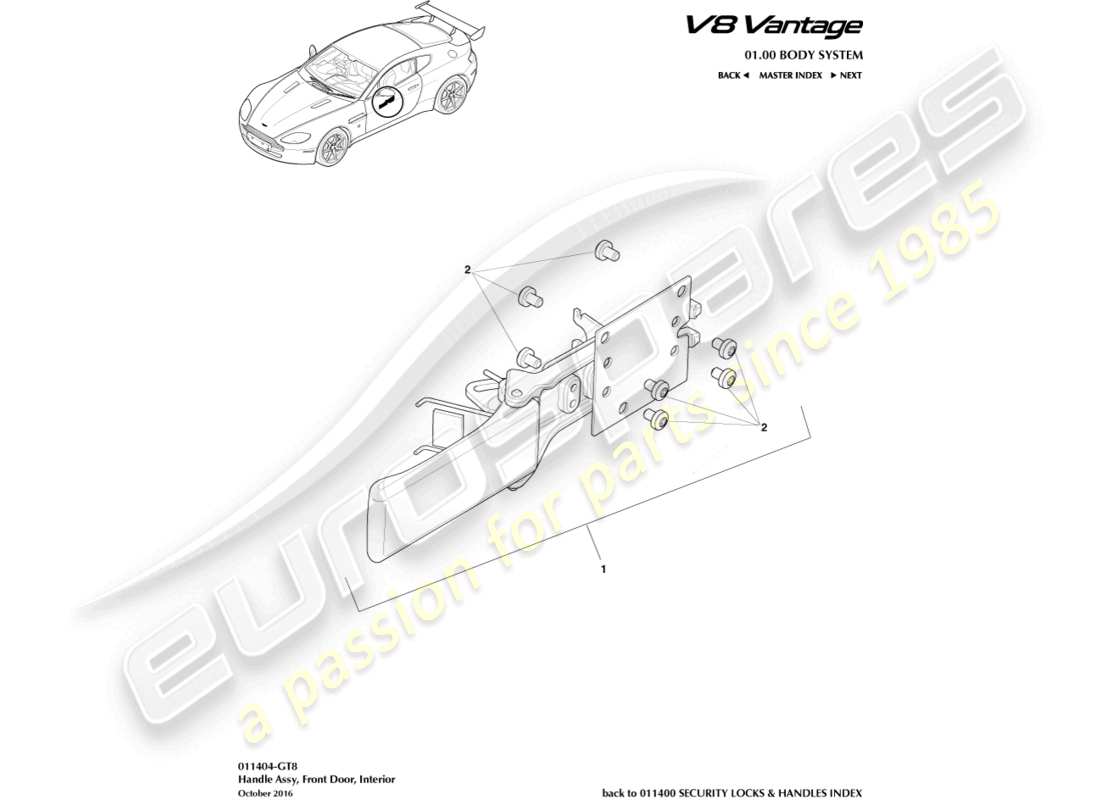 aston martin v8 vantage (2012) gestire l'assieme, gt8 diagramma delle parti