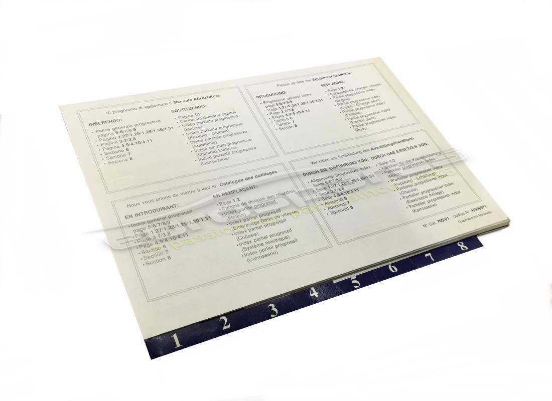 nuovi fogli di aggiornamento manuale degli strumenti ferrari. numero parte 95990971 (1)