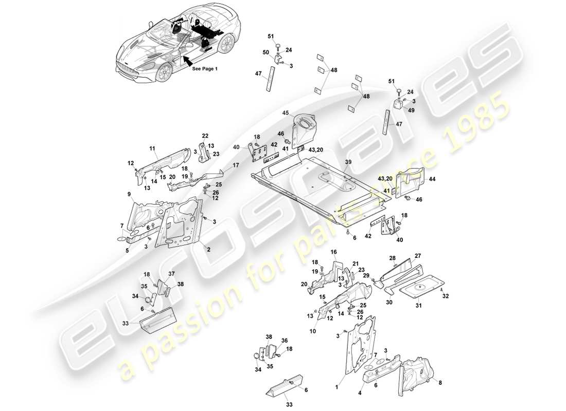 aston martin vanquish (2013) parti accessorie, volante, pagina 2 diagramma delle parti