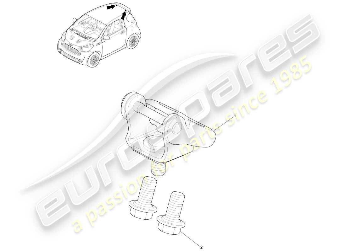 aston martin cygnet (2012) cerniere del portellone diagramma delle parti