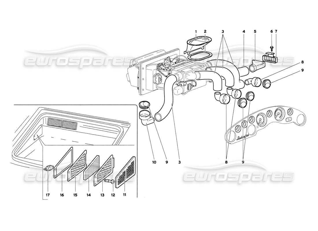 lamborghini diablo 6.0 (2001) diagramma delle parti del controllo climatico (valido per gb e australia - marzo 2001).