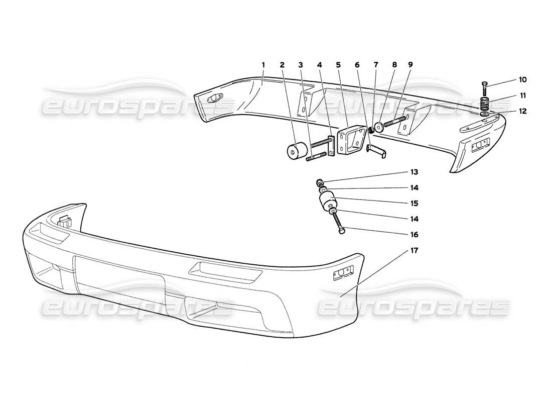 lamborghini diablo 6.0 (2001) diagramma delle parti paraurti (valido per gb e australia - marzo 2001).