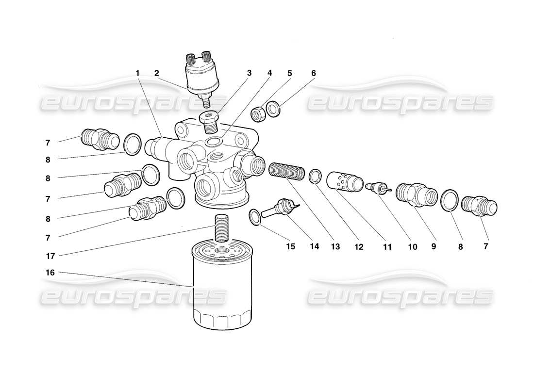 lamborghini diablo sv (1998) filtro dell'olio motore e termostato (valido per stati uniti e canada - novembre 1998) diagramma delle parti