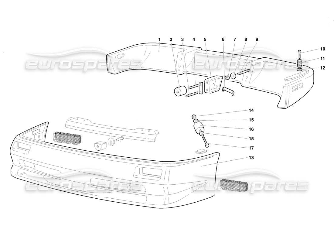 lamborghini diablo sv (1998) paraurti (valido per stati uniti e canada - novembre 1998) diagramma delle parti