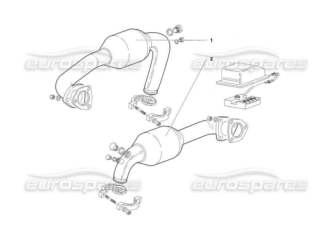 lamborghini diablo sv (1998) diagramma delle parti dell'impianto di scarico (valido per stati uniti e canada - novembre 1998).