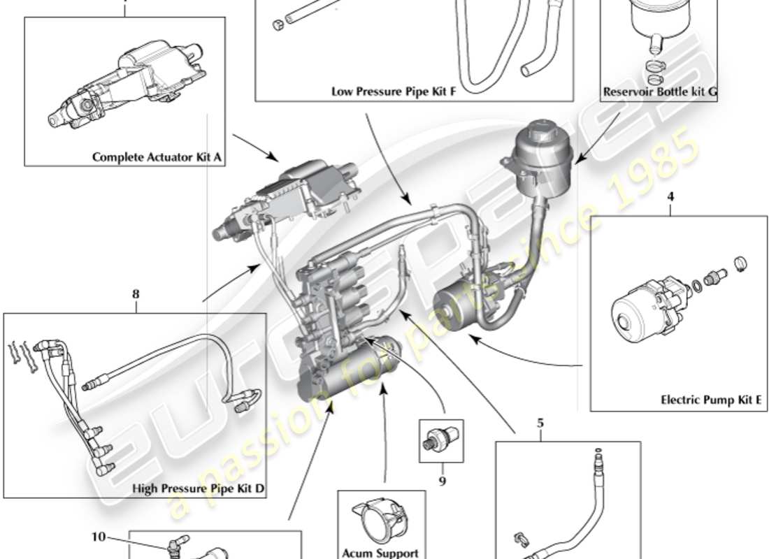 aston martin v8 vantage (2011) kit sportshift, diagramma delle parti 7 spd