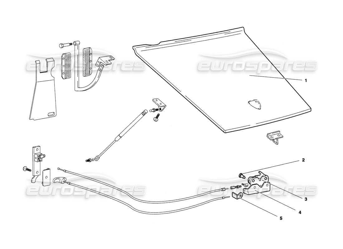 lamborghini diablo 6.0 (2001) diagramma delle parti del cofano anteriore (valido per gb e australia - marzo 2001).