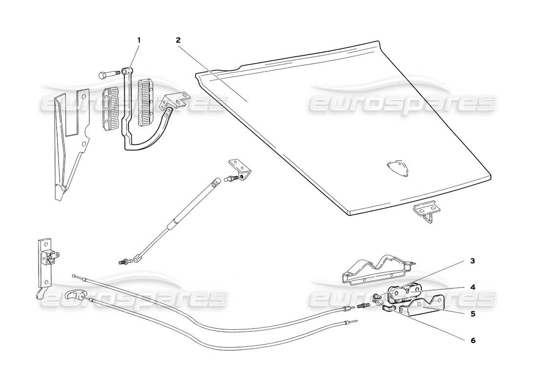 lamborghini diablo sv (1999) engine hood (valid for gb and australia - july 1999) part diagram