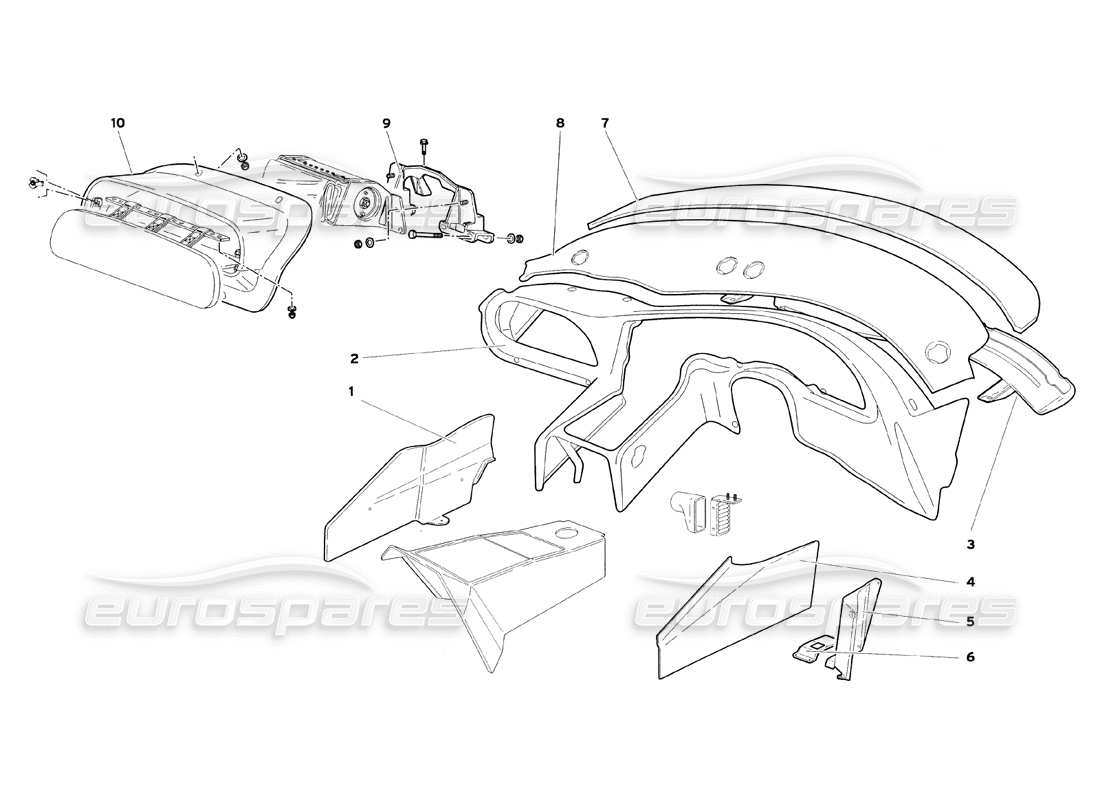 lamborghini diablo sv (1999) finiture dell'abitacolo (valido per gb e australia - luglio 1999) diagramma delle parti