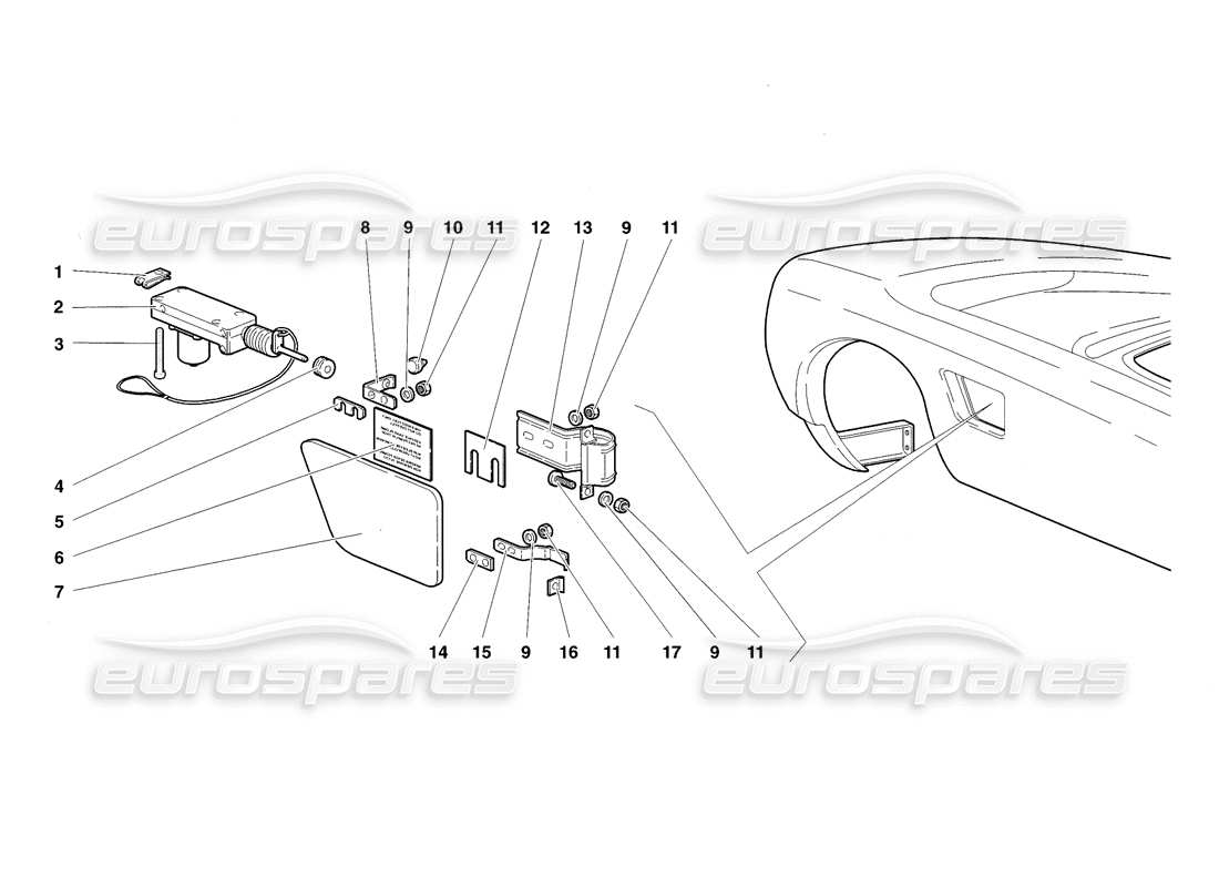 lamborghini diablo sv (1998) tappo del carburante (valido per stati uniti e canada - novembre 1998) diagramma delle parti