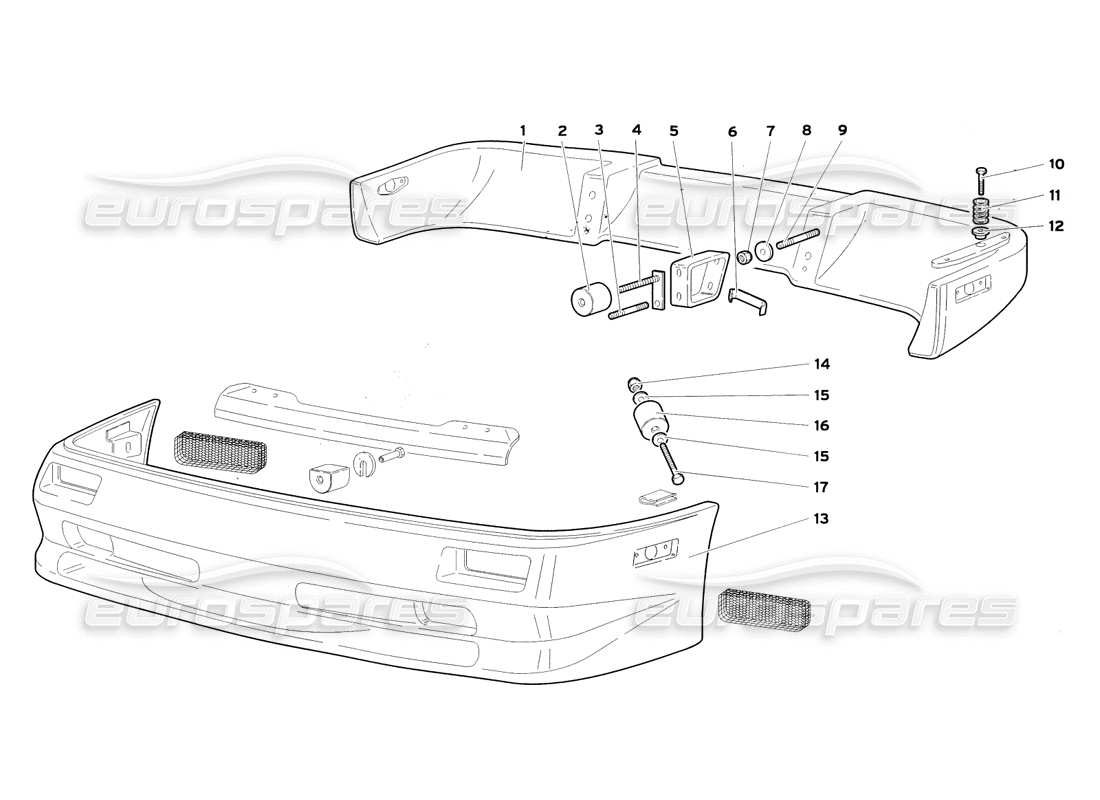 lamborghini diablo sv (1999) diagramma delle parti paraurti (valido per stati uniti e canada - luglio 1999).