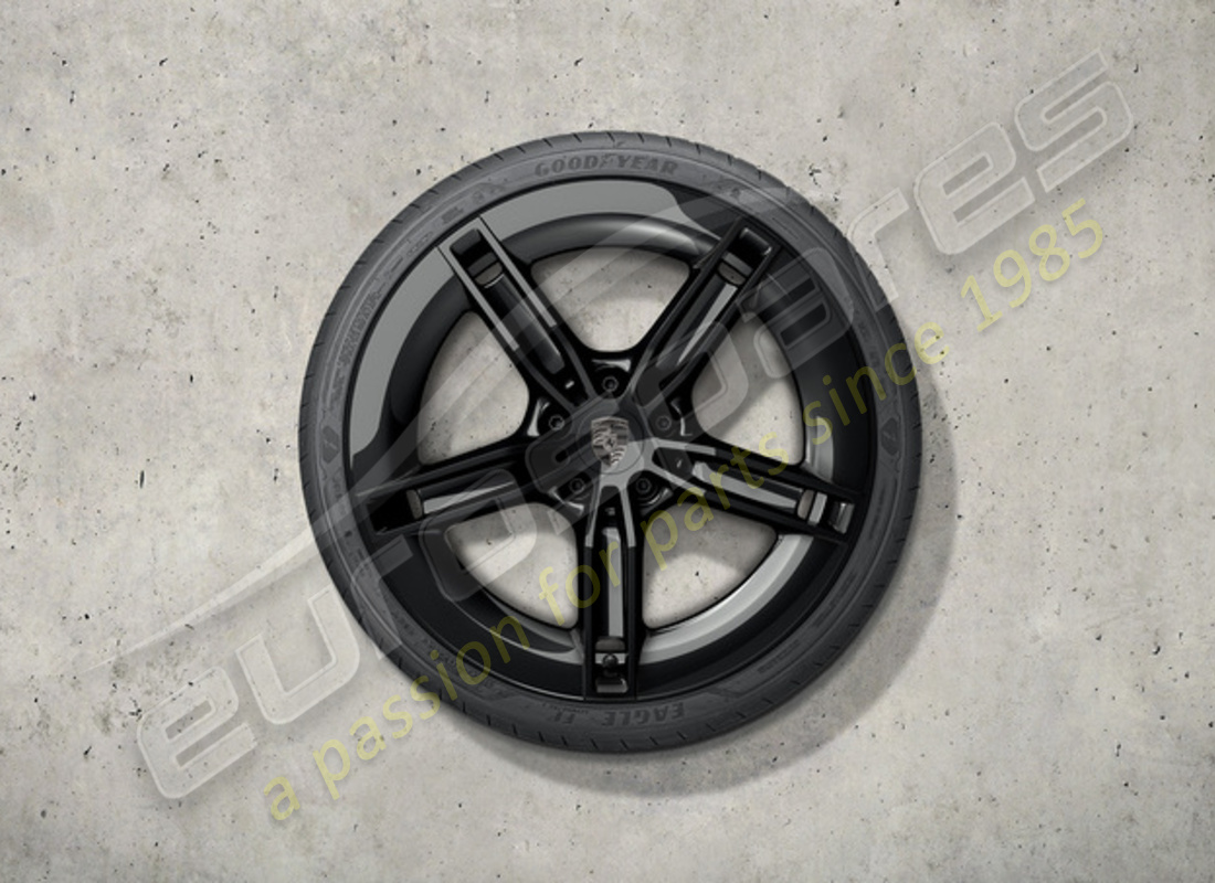 nuovo porsche 21-inch set di ruote e pneumatici estivi mission e design - verniciato in nero (lucido). numero parte 9j1073663kb (1)