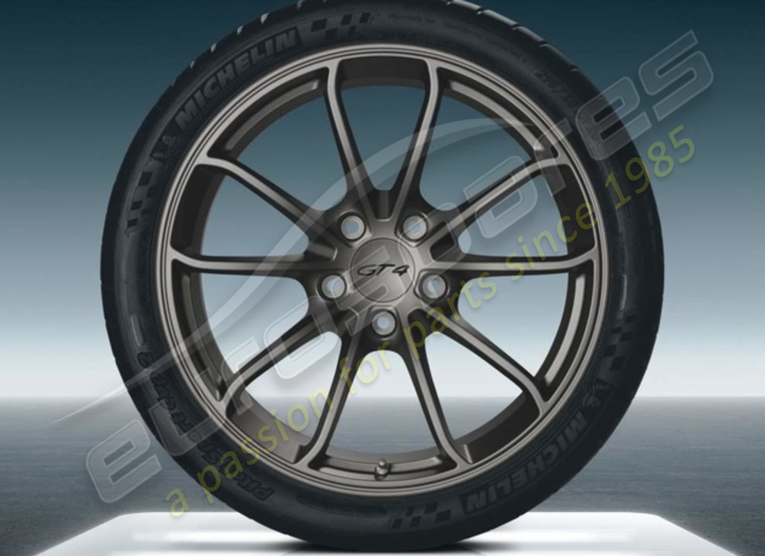 nuovo porsche 20-inch gt4 set di ruote - in platino (satinato-lucido). numero parte 98104460302 (1)