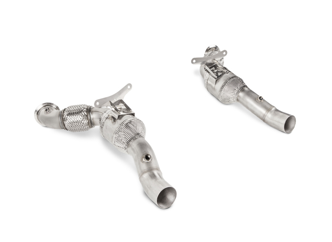 nuovo akrapovic ferrari 488 gtb / 488 spider | set tubi di collegamento senza cat (ss). numero parte lfess2 (1)