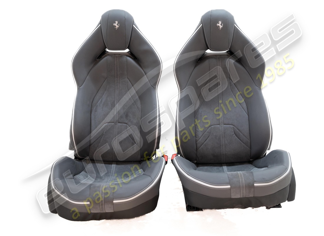 DAMAGED EUROSPARES FULL ELECTRIC STD STYLE SEATS WITH ALCANTARA CENTRE & LEATHER BOLSTERS, HORSE STITCHED ON HEADREST, . PART NUMBER EAP1563082 (1)