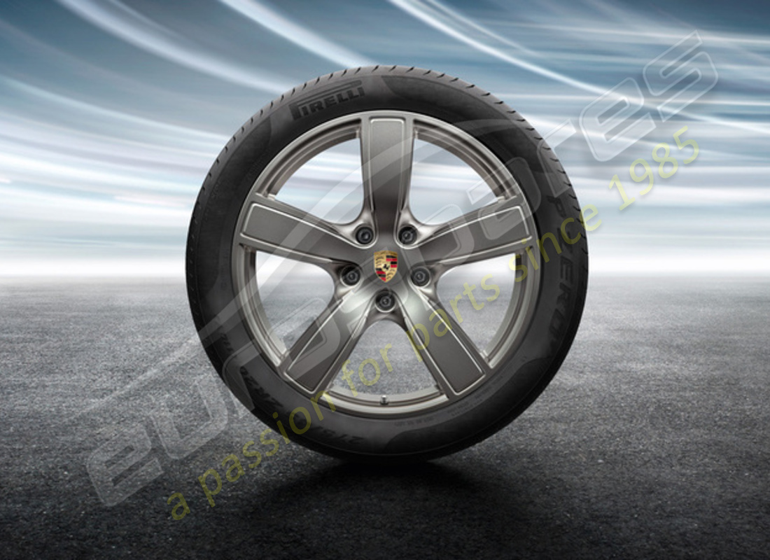 nuovo set di ruote e pneumatici estivi classici cayenne sport da porsche 20 pollici - comfort - verniciato in platino (satinato-lucido). numero parte 9y0044640e (1)
