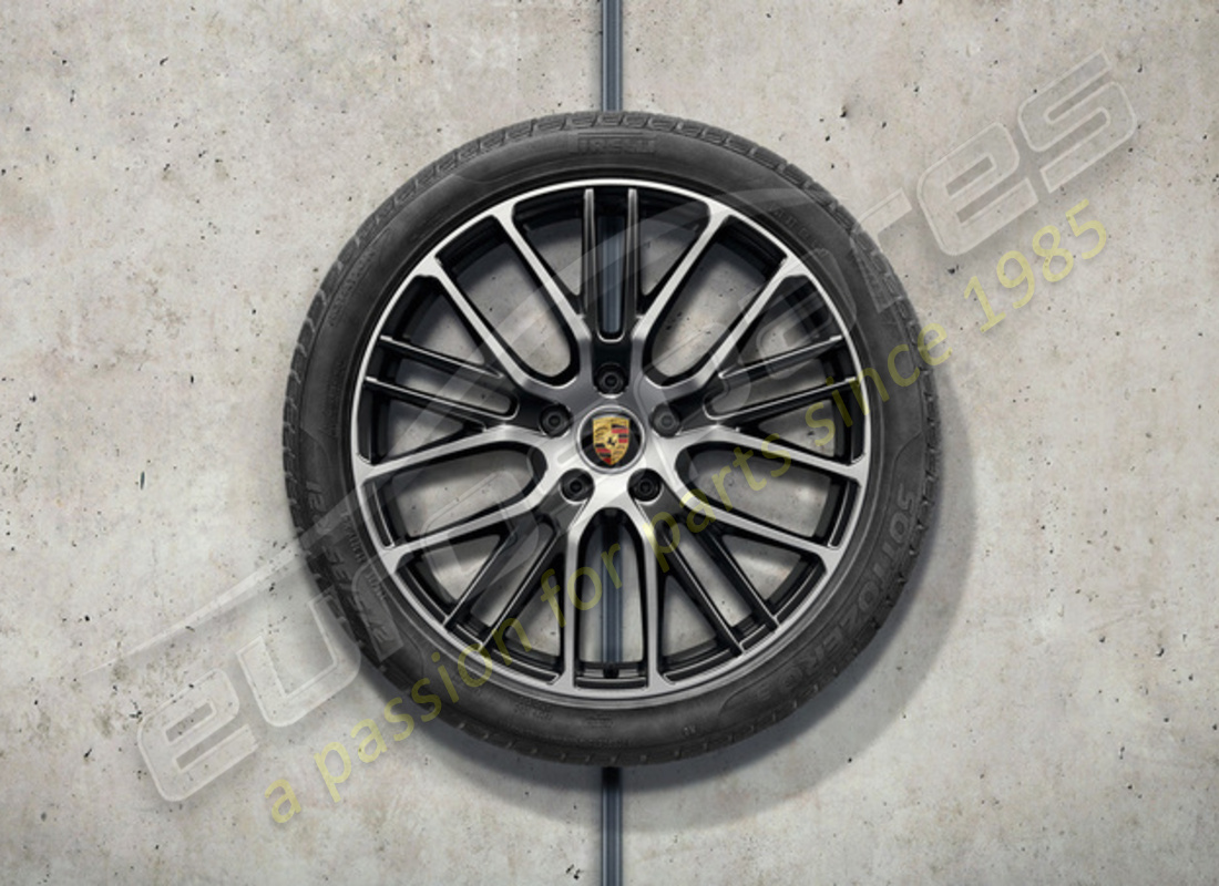 nuovo porsche 21 pollici esclusivo design sportivo set ruote e pneumatici invernali - verniciati in nero (lucido). numero parte 971044630s (1)