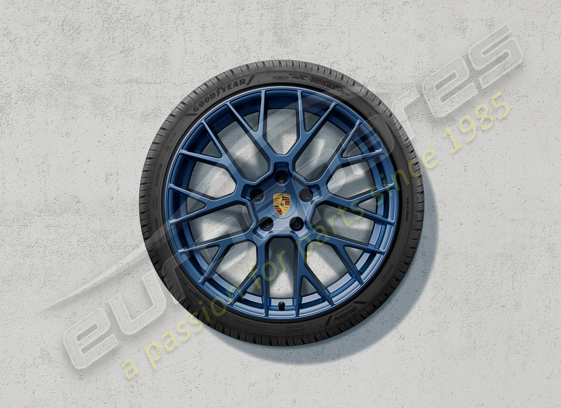 nuovo porsche 20/21-inch set ruote e pneumatici invernali rs spyder design, verniciati in blu indaco. numero parte 992044631g (1)