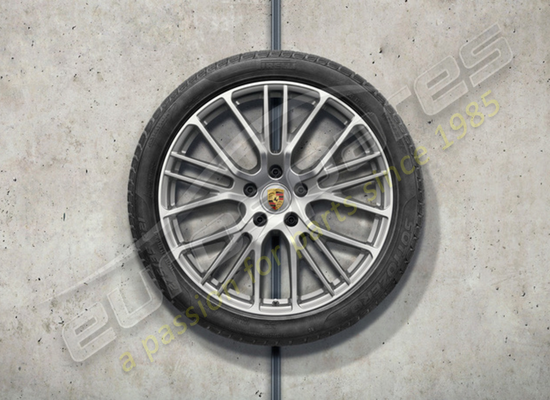 nuovo porsche 21 pollici esclusivo design sportivo set ruote e pneumatici invernali - verniciati in argento platino. numero parte 971044630p (1)